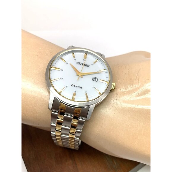 Citizen Men's Watch BM7464-52H Eco Drive White Dial Two Tone Steel 40mm - Picture 6 of 14